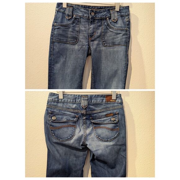Genuine Fossil Denim Boot Cut, Distressed,Low Rise Jeans  Sz 28 - Picture 4 of 9